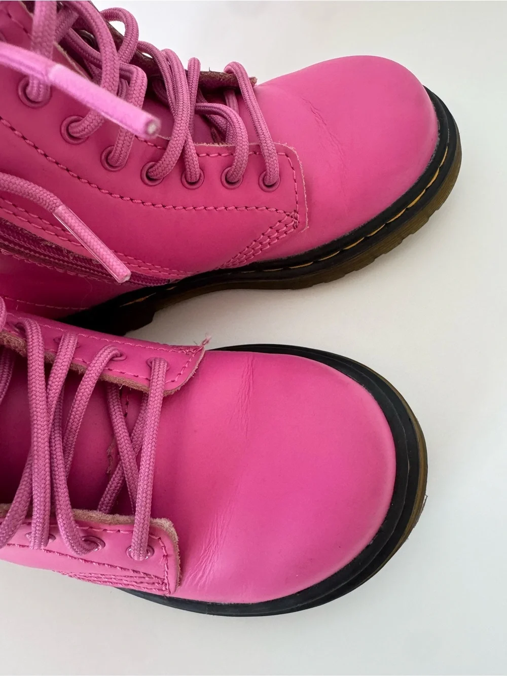 Dr. Martens Kids Hot Pink Lace-Up Combat Boots